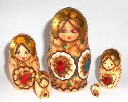 Kira red & blue flowers green dots Babushka Matryoshka nesting Doll Babooshki Babushkas