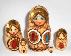 Kira red & blue flowers Babushka Matryoshka nesting Doll Babooshki Babushkas