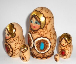 Kira red & blue flowers nesting Doll Babooshki s