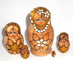 Girl with white flowers Babushka Matryoshka nesting Doll Babooshki Babushkas