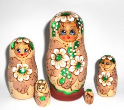 Kira white and green flowers small Babushka Matryoshka nesting Doll Babooshki Babushkas