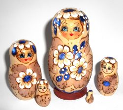 Kira white and blue flowers small Babushka Matryoshka nesting Doll Babooshki Babushkas