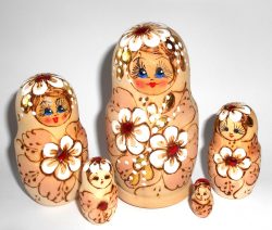 Kira white and red flowers small Babushka Matryoshka nesting Doll Babooshki Babushkas