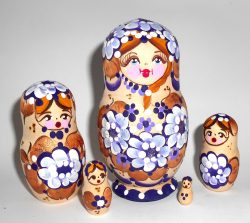 Vera with purple flowers small Babushka Matryoshka nesting Doll Babooshki Babushkas