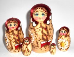 Girl with plait  and red bow small Babushka Matryoshka nesting Doll Babooshki Babushkas