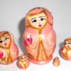 Girl in pink with roses Babushka Matryoshka nesting Doll Babooshki Babushkas