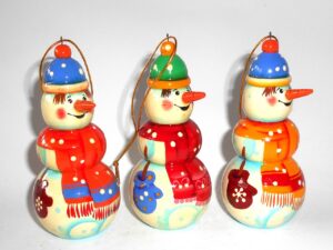 3 x Snowman Xmas 3D decor Babushka Matryoshka nesting Doll  Babooshki Babushkas