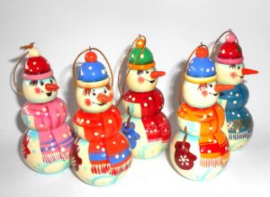 5 x Snowman Xmas 3D decor Babushka Matryoshka nesting Doll  Babooshki Babushkas