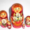 Galya in crimson scarf 5-set Babushka Matryoshka nesting Doll  Babooshki Babushkas