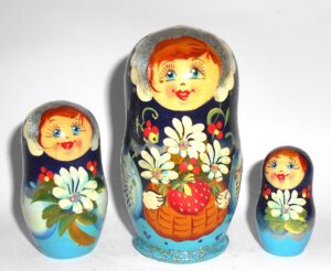 Galya in dark blue scarf 5-set nesting Doll Babooshki s