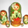 Galya in green scarf golden dress 5-set Babushka Matryoshka nesting Doll Babooshki Babushkas
