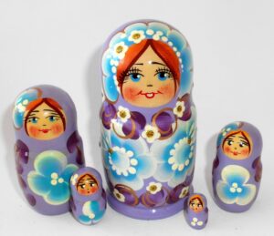 Marina  in light purple dress 5-set Babushka Matryoshka nesting Doll Babooshki Babushkas