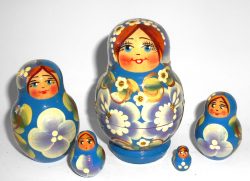 Marina in blue dress fatty 5-set Babushka Matryoshka nesting Doll Babooshki Babushkas