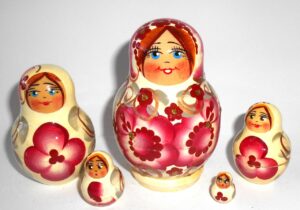 Marina in white dress fatty 5-set Babushka Matryoshka nesting Doll Babooshki Babushkas