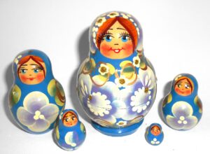 Marina in blue dress II fatty 5-set Babushka Matryoshka nesting Doll Babooshki Babushkas