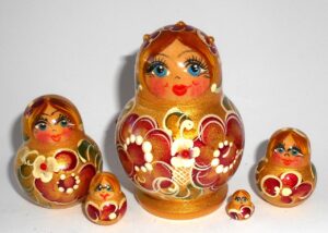 Marina in golden dress fatty 5-set Babushka Matryoshka nesting Doll Babooshki Babushkas