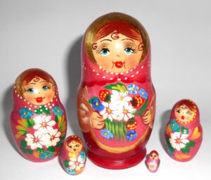 Galya with white flowers 5-set Babushka Matryoshka nesting Doll Babooshki Babushkas