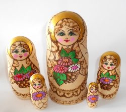 Village girl with wild flowers Babushka Matryoshka nesting Doll Babooshki Babushkas
