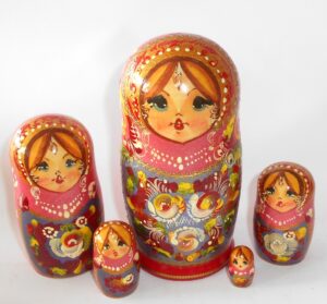 Angelina in pink outfit 5-set Babushka Matryoshka nesting Doll Babooshki Babushkas Classic Village Traditional