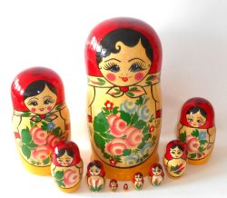 Giant Semenov red scarf 10-set Babushka Matryoshka nesting Doll Babooshki Babushkas Classic Village Traditional