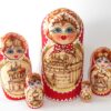 Churches blue scarf 5-set Babushka Matryoshka nesting Doll Babooshki Babushkas