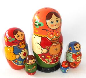 Village Tea party 5-set nesting Doll Babooshki s Classic Village Traditional