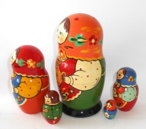 Village Tea party 5-set nesting Doll Babooshki s Classic Village Traditional