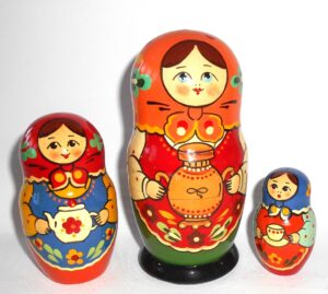 Village Tea party 5-set nesting Doll Babooshki s Classic Village Traditional