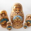 Churches on blue medium nesting Doll Babooshki s