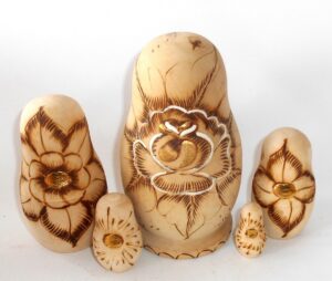 Churches on blue medium nesting Doll Babooshki s