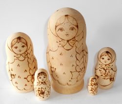 DIY 5-set with plait 15 cm Babushka Matryoshka nesting Doll Babooshki Babushkas raw plain unpainted Unfinished Montessori blank