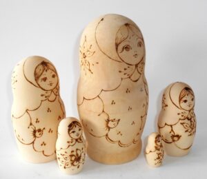 DIY 5-set with plait 15 cm nesting Doll Babooshki s raw plain unpainted Unfinished Montessori blank
