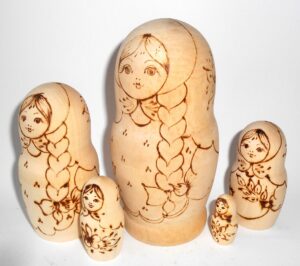 DIY 5-set with plait 15 cm nesting Doll Babooshki s raw plain unpainted Unfinished Montessori blank