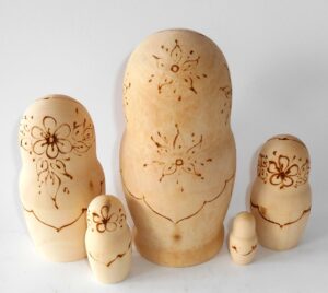 DIY 5-set with plait 15 cm nesting Doll Babooshki s raw plain unpainted Unfinished Montessori blank