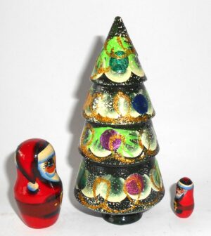 Xmas Tree Two Santas 3-set nesting Doll Babooshki s
