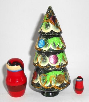 Xmas Tree Two Santas 3-set nesting Doll Babooshki s