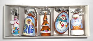 Christmas décor Xmas gold & blue 5-set Babushka Matryoshka nesting Doll Babooshki Babushkas BOX SET