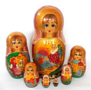 Golden Fish Fairy tale 7-set Babushka Matryoshka nesting Doll Babooshki Babushkas