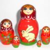 Girl with bunny red dress Babushka Matryoshka nesting Doll Babooshki Babushkas