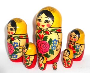 GIANT Semenov yellow scarf 10-set giant nesting Doll Babooshki s Classic Village Traditional