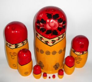 GIANT Semenov red scarf 10-set giant nesting Doll Babooshki s Classic Village Traditional