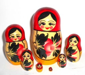GIANT Semenov red scarf 10-set giant nesting Doll Babooshki s Classic Village Traditional