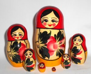 GIANT Semenov red scarf 10-set giant nesting Doll Babooshki s Classic Village Traditional