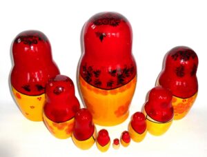 KIROV – Kirovie red scarf giant 10-set nesting Doll Babooshki s Classic Village Traditional