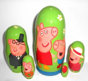 Peppa Pig on light green nesting Doll Babooshki s