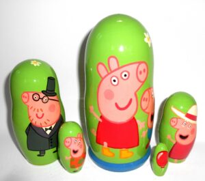 Peppa Pig on light green nesting Doll Babooshki s