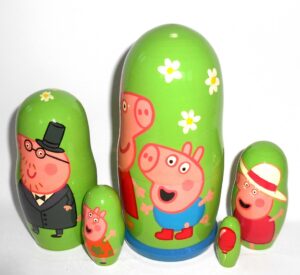 Peppa Pig on light green nesting Doll Babooshki s