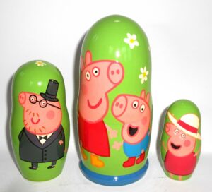 Peppa Pig on light green nesting Doll Babooshki s