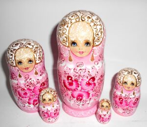 Bride in pink Nata nesting Doll Babooshki s