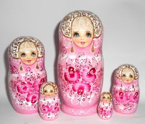 Bride in pink Nata nesting Doll Babooshki s